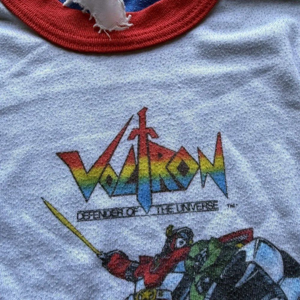 Vintage Voltron Shirt Boys XS Pajama Top Cartoon Robot Graphic 80s Defender